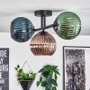 Koyoto ceiling light, globe light blue, green, coppery, 3-light sources