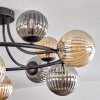 Chehalis ceiling light, globe light 76 cm Amber, Smoke-coloured, 12-light sources
