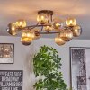 Chehalis ceiling light, globe light 76 cm Amber, Smoke-coloured, 12-light sources