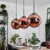 Gastor hanging light, globe light, pendant light coppery, 3-light sources
