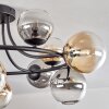 Chehalis ceiling light, globe light 76 cm Amber, clear, Smoke-coloured, 12-light sources