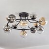 Chehalis ceiling light, globe light 76 cm Amber, clear, Smoke-coloured, 12-light sources