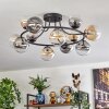 Chehalis ceiling light, globe light 76 cm Amber, clear, Smoke-coloured, 12-light sources