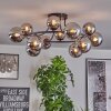 Chehalis ceiling light, globe light 76 cm chrome, Smoke-coloured, 12-light sources