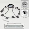 Chehalis ceiling light, globe light 76 cm chrome, Smoke-coloured, 12-light sources
