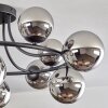 Chehalis ceiling light, globe light 76 cm chrome, Smoke-coloured, 12-light sources