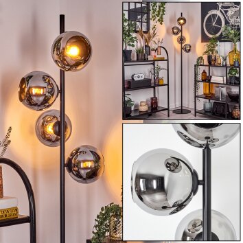 Koyoto floor lamp 31 cm chrome, Smoke-coloured, 4-light sources