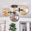 Gastor ceiling light, globe light 42 cm gold, black, 3-light sources