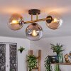 Gastor ceiling light, globe light 42 cm gold, black, 3-light sources