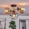 Gastor ceiling light, globe light 42 cm gold, black, 3-light sources