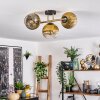 Koyoto ceiling light, globe light 30 cm gold, black, 3-light sources