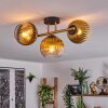 Koyoto ceiling light, globe light 30 cm gold, black, 3-light sources