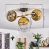 Koyoto ceiling light, globe light 30 cm gold, black, 3-light sources