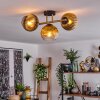 Koyoto ceiling light, globe light 30 cm gold, black, 3-light sources