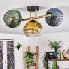 Koyoto ceiling light, globe light 30 cm gold, black, 3-light sources