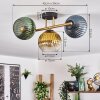 Koyoto ceiling light, globe light 30 cm gold, black, 3-light sources