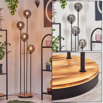 Gastor floor lamp 30 cm Light wood, black, 4-light sources