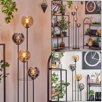 Koyoto floor lamp 30 cm Amber, chrome, Smoke-coloured, 4-light sources