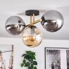 Gastor ceiling light, globe light 42 cm gold, black, 3-light sources