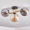 Gastor ceiling light, globe light 42 cm gold, black, 3-light sources