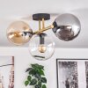 Gastor ceiling light, globe light 42 cm gold, black, 3-light sources