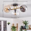 Gastor ceiling light, globe light 42 cm gold, black, 3-light sources