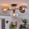 Gastor ceiling light, globe light 42 cm gold, black, 3-light sources