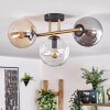 Gastor ceiling light, globe light 42 cm gold, black, 3-light sources