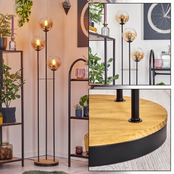 Gastor floor lamp 30 cm Dark wood, black, 3-light sources