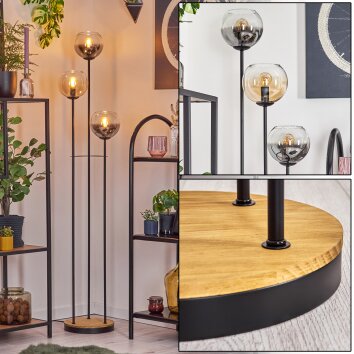 Koyoto floor lamp 30 cm Dark wood, black, 3-light sources