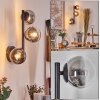 Chehalis globe light, wall light 23 cm chrome, clear, Smoke-coloured, 3-light sources