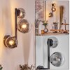 Chehalis globe light, wall light 23 cm chrome, clear, Smoke-coloured, 3-light sources