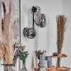 Chehalis globe light, wall light 23 cm chrome, clear, Smoke-coloured, 3-light sources