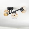 Chehalis ceiling light, globe light Amber, clear, 3-light sources