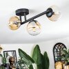 Chehalis ceiling light, globe light Amber, clear, 3-light sources