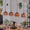 Koyoto hanging light, globe light, pendant light clear, coppery, 4-light sources