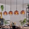 Koyoto hanging light, globe light, pendant light clear, coppery, 4-light sources