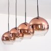 Koyoto hanging light, globe light, pendant light clear, coppery, 4-light sources