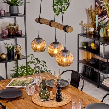 Ripoll hanging light, globe light, pendant light Ecru, black, 3-light sources