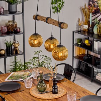 Ripoll hanging light, globe light, pendant light Ecru, black, 3-light sources