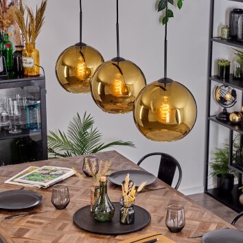 Koyoto hanging light, globe light, pendant light black, 3-light sources
