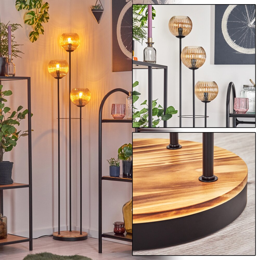 Kyoto floor lamp Light wood, black, 3-light sources H3869673