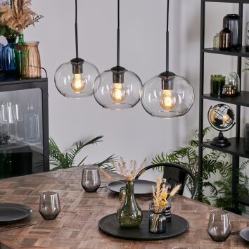Apedo hanging light, globe light, pendant light clear, 3-light sources