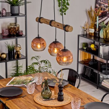 Ripoll hanging light, globe light, pendant light Ecru, black, 3-light sources