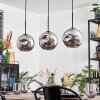 Ripoll hanging light, globe light, pendant light chrome, Smoke-coloured, 3-light sources