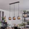 Ripoll hanging light, globe light, pendant light chrome, Smoke-coloured, 3-light sources