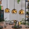 Ripoll hanging light, globe light, pendant light gold, clear, 3-light sources