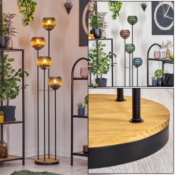 Koyoto floor lamp Dark wood, black, 4-light sources
