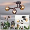 Chehalis ceiling light, globe light Amber, Smoke-coloured, 3-light sources