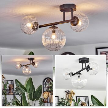 Chehalis ceiling light, globe light clear, 3-light sources